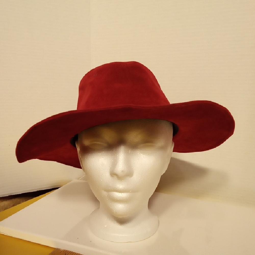 Fun And Functual Red Wide-Brim Billie Jack Vibe Festival Hat With Braid Trim